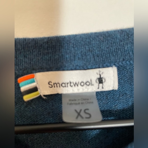SMARTWOOL Women's Extra Small Shadow Pine Crew Neck Sweater Teal Blue Outdoor - Picture 2 of 8